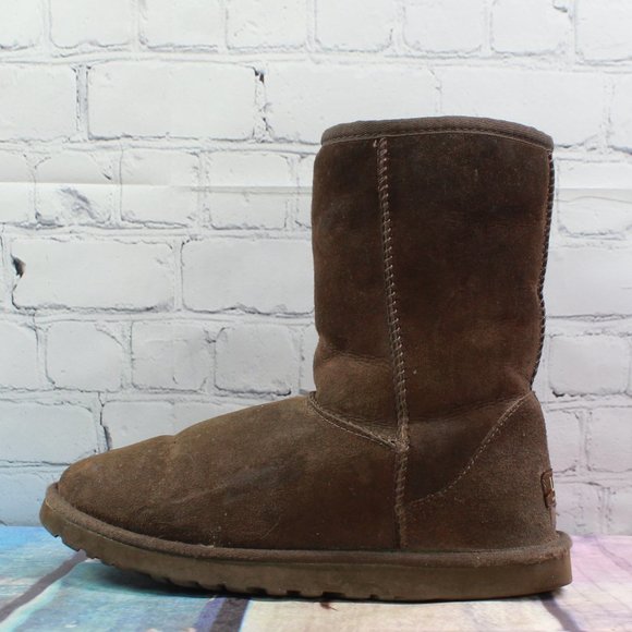 UGG Shoes - UGG Classic Short Twinface Sheepskin Brown Suede Winter Boots Size 8